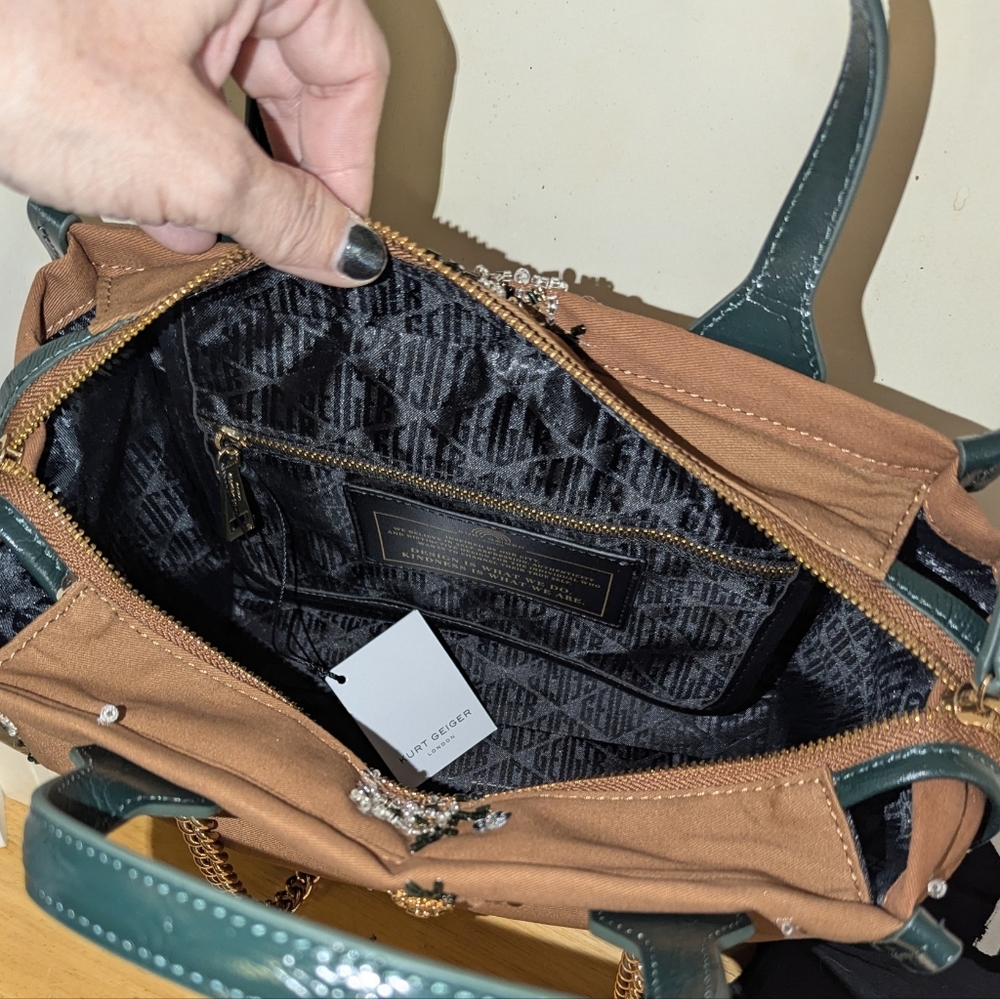 Kurt Geiger NWT Brown and Green Tote - Picture 9 of 11